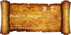 Madár Karina névjegykártya
